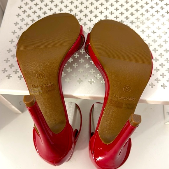 Dream Pairs Red 4.5 Inch High Heel Sandals Size 6 shoes Patent Leather Open Toe - Picture 6 of 7